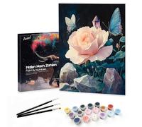 Bougimal Peinture par Numéro Adulte Paysages avec Pinceaux et Acryliques Bricolage Peintures Kits, pour la Décoration Intérieure maison, Fleurs colorées 14, 28x35cm(Avec Cadre)