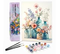 Bougimal Peinture par Numéro Adulte Paysages avec Pinceaux et Acryliques Bricolage Peintures Kits, pour la Décoration Intérieure maison, Fleurs colorées 1, 28x35cm(Sans Cadre)