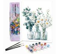 Bougimal Peinture par Numéro Adulte Paysages avec Pinceaux et Acryliques Bricolage Peintures Kits, pour la Décoration Intérieure maison, Fleurs colorées 6, 28x35cm(Sans Cadre)