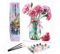 Bougimal Peinture par Numéro Adulte Paysages avec Pinceaux et Acryliques Bricolage Peintures Kits, pour la Décoration Intérieure maison, Fleurs colorées 12 28x35cm(sans Cadre)