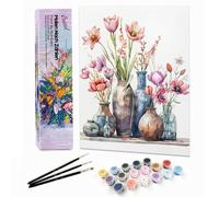 Bougimal Peinture par Numéro Adulte Paysages avec Pinceaux et Acryliques Bricolage Peintures Kits, pour la Décoration Intérieure maison, Fleurs colorées 13 28x35cm(sans Cadre)