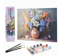 Bougimal Peinture par Numéro Adulte Paysages avec Pinceaux et Acryliques Bricolage Peintures Kits, pour la Décoration Intérieure maison, Fleurs colorées 10 28x35cm(sans Cadre)