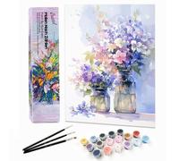 Bougimal Peinture par Numéro Adulte Paysages avec Pinceaux et Acryliques Bricolage Peintures Kits, pour la Décoration Intérieure maison, Fleurs colorées 11 28x35cm(sans Cadre)