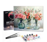 Bougimal Peinture par Numéro Adulte Paysages paysages avec Pinceaux et Acryliques Bricolage Peintures Kits, pour la Décoration Intérieure maison, Fleurs colorées 6, 28x35cm(Avec Cadre)