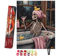 Bougimal Peinture par Numéros Animaux adultes avec pinceaux et peinture acrylique - 40 x 50 cm, Sans Cadre, Squelette se baignant