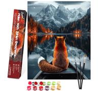 Bougimal Peinture par Numéros Animaux pour Adultes avec Pinceaux et Peinture Acrylique - 40 x 50 cm, sans Cadre, Renard et la montagne neigeuse