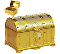 BouGPeng Coffre au Trésor Doré Coffre Tresor Enfant avec Gemme Petit Coffre au Trésor Coffre au Tresor avec Serrure et Couvercle pour Trésor Chasse Décoration de Fête(14x11x10cm)