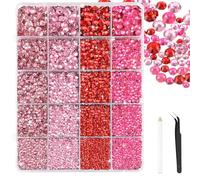 Bouiexye 28000 Pièces Strass Roses Système Résine 2-6 mm Strass Cristal à Dos Plat Bedazzling avec Pince à Épiler pour Loisirs Créatifs DIY Chaussures Vêtements Lunettes Nail Art