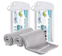 Bouiexye Lot de 2 serviettes rafraîchissantes 100 x 30 cm - Gris - En microfibre - Pour le sport, le fitness, le yoga, les voyages, la course