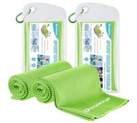 Bouiexye Lot de 2 Serviettes Rafraîchissantes 100 x 30 cm Serviette de Refroidissement Vert Serviette en Microfibre Serviette de Refroidissement Instantanée pour le Sport, Fitness, Yoga, Voyage
