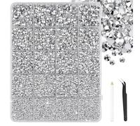 Bouiexye Lot de 28 000 strass argentés en résine de 2 à 6 mm avec pince à épiler pour loisirs créatifs, chaussures, vêtements, lunettes, nail art