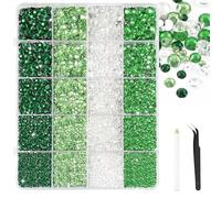 Bouiexye Lot de 28 000 strass en résine avec pince à épiler pour loisirs créatifs, chaussures, vêtements, lunettes, nail art - Vert - 2 à 6 mm
