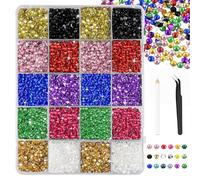 Bouiexye Lot de 28 000 strass en résine de couleurs mélangées de 3 à 4 mm avec pince à épiler pour loisirs créatifs, chaussures, vêtements, lunettes, nail art