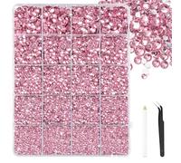 Bouiexye Lot de 28 000 strass en résine rose clair de 2 à 6 mm avec pince à épiler pour loisirs créatifs, chaussures, vêtements, lunettes, nail art