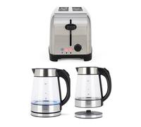Bouilloire 1.7L Acier Inox Argent/Noire 2200W + Grille-Pain acier inoxydable 850W