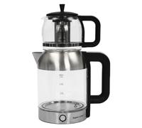 Bouilloire 2 en 1 en verre pour café et thé, 1800 W, double bouilloire turque, traditionnelle pour bureaux, appartements