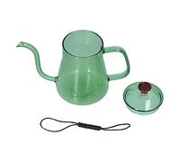 Bouilloire à bec long et col de cygne, cafetière en verre de grande capacité, verre borosilicaté résistant à la chaleur avec poignée ergonomique pour l’infusion de café par verseme (Verte)