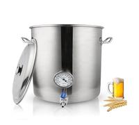 Bouilloire à bière en acier inoxydable avec couvercle thermomètre et robinet à boisseau sphérique - 19 L/30 L/45 L/60 L/95 L pour brassage maison et fabrication de soupe