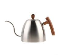 Bouilloire à café avec bec verseur en col de cygne et poignée en bois en acier inoxydable pour un contrôle fiable de l'infusion (argenté)