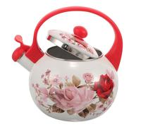 Bouilloire à Café Émaillée 2,2 L Rouge, Design Élégant | Récipient à Thé, Usage sur Cuisinière, Robustesse Accrue, Prise Aisée, Touche Artistique, Format Hôtel