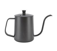 Bouilloire à café en acier inoxydable avec bec étroit à main, cafetière à col de cygne, conception professionnelle à pointe fine pour le café, le thé, le moka (600 ml PTFE noir)