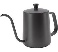 Bouilloire à café longue et étroite en acier inoxydable noir antirouille Petite bouilloire avec couvercle pour la maison 600ml