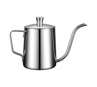 Bouilloire à Café Mini avec Couvercle, en Acier Inoxydable Verseuse | Bec Col de Cygne, Versement Contrôlé, Finition Polie Argentée, pour Infusion Maison et Usage Extérieur