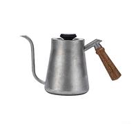 Bouilloire à col de cygne argenté de 650 ml à bec étroit avec thermomètre en acier inoxydable 304 noir pour toutes les cuisinières