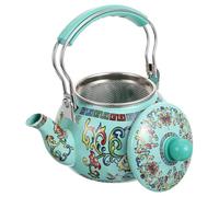 Bouilloire à Eau Bouillante Émaillée 2,2 L Verte pour Maison | Versement Fluide par Bec, Légère et Stable, Filtre Pot, Usage Camping Cuisine