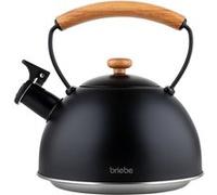 Bouilloire à Induction Théière Sifflet 2,3L Acier Inox, Poignée en Bois Briebe Wooden Noir 6 G