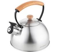 Bouilloire à Induction Théière Sifflet 2,3L Acier Inox. Poignée en Bois, Florina, Wooden, , Argent Argent G