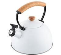 Bouilloire à Induction Théière Sifflet 2,3L Acier Inox. Poignée en Bois, Florina, Wooden, , Blanc Blanc G