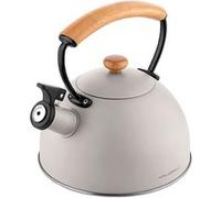 Bouilloire à Induction Théière Sifflet 2,3L Acier Inox. Poignée en Bois, Florina, Wooden, , Gris Gris G