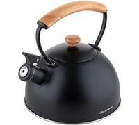 Bouilloire à Induction Théière Sifflet 2,3L Acier Inox. Poignée en Bois, Florina, Wooden, , Noir Noir G