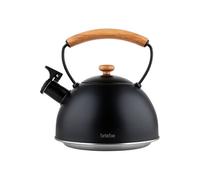 Bouilloire à Induction Théière Sifflet 2,3L Acier Inox, Poignée en Bois Wooden Noir
