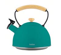 Bouilloire à Induction Théière Sifflet 2,3L ✅ Expédition 48/72h ✅ Acier Inox., Poignée en Bois, Briebe, Nordic, Vert Faites revivre la magie du thé traditionnel avec style et efficacité grâce à notre