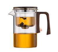 Bouilloire à infuseur à thé - Pot à poignée en bois, pichet de brassage transparent, machine à boissons à base de, infuseur à feuilles mobiles | Récipient de brassage en verre avec poignée en