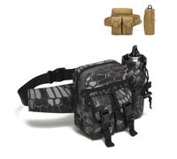 Bouilloire à l'extérieur du petit sac banane multifonctionnel sac banane sac à outils sacoche cyclisme voyage homme femme sport petit sac poitrine, Design Python noir, Amoureux des fans militaires