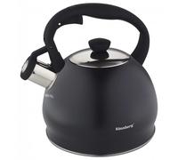 Klausberg Bouilloire sifflante en acier inoxydable marbré - 2 l - Noir mat