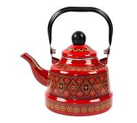 ＡＷＨＡＯ Bouilloire à thé émaillée de 2,5 L Pot à Eau Chaude Portable Vaisselle Design Classique émaillé Bouilloire sans Sifflement pour cuisinière pour, Rouge Style A