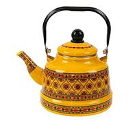ＡＷＨＡＯ Bouilloire à thé émaillée de 2,5 L Pot à Eau Chaude Portable Vaisselle Design Classique émaillé Bouilloire sans Sifflement pour cuisinière pour, Jaune Style B