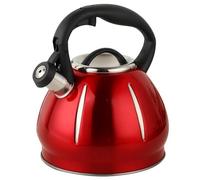 Bouilloire À Thé En Acier Inoxydable Avec Sifflet, Capacité De 3 Litres, Compatible Avec Toutes Les Sources De Chaleur, Poignée Anti-brûlure, Idéale for Le Thé, Le Café(Red)