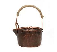 Bouilloire à thé en cuivre massif fabriquée à la main, chaudière à eau en cuivre rouge pur for cuisinière, théière Gongfu traditionnelle avec poignée pivotante(B,S)