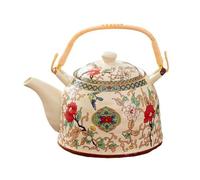 Bouilloire à thé en émail, 900ml avec motifs, théière traditionnelle vintage fleurs, bouilloire Kung Fu for la maison