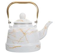 Bouilloire à Thé en Émail Blanc 1,7 L pour Usage Quotidien | Versement Facile, Nettoyage Simple, Conserve le Goût du Thé, pour Bureau Cuisine, Forme Sobre