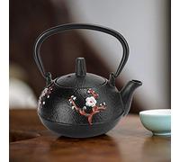 Bouilloire à thé en fonte, théière en fonte, ensemble de bouilloire Tetsubin japonais, imitant la décoration de cadeau de fleur de prunier de pie japonaise non revêtue 0,3 L