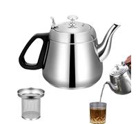 Bouilloire à thé en métal - 1,5 l - Bouilloire en acier inoxydable - Grande capacité - Avec passoire - Qualité alimentaire - Bouilloire pour poêle