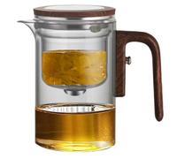 Bouilloire À Thé En Verre - Théière Transparente De 600 Ml Avec Passoire | Pot De Brassage De Théière À Poignée En Bois | Bouilloire Verseuse Filtrée, Conception Résistante À La Chaleur De Pré