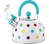 Bouilloire à thé pour cuisinière, bouilloire sifflante en acier inoxydable, théière à eau bouillante rapide avec pois colorés, poignée pliable, pour cuisine, camping intérieur et extérieur