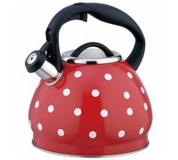Bouilloire à thé rouge à pois blancs pour plaque de cuisson, théière sifflante en acier inoxydable, théière vintage pour cuisinière